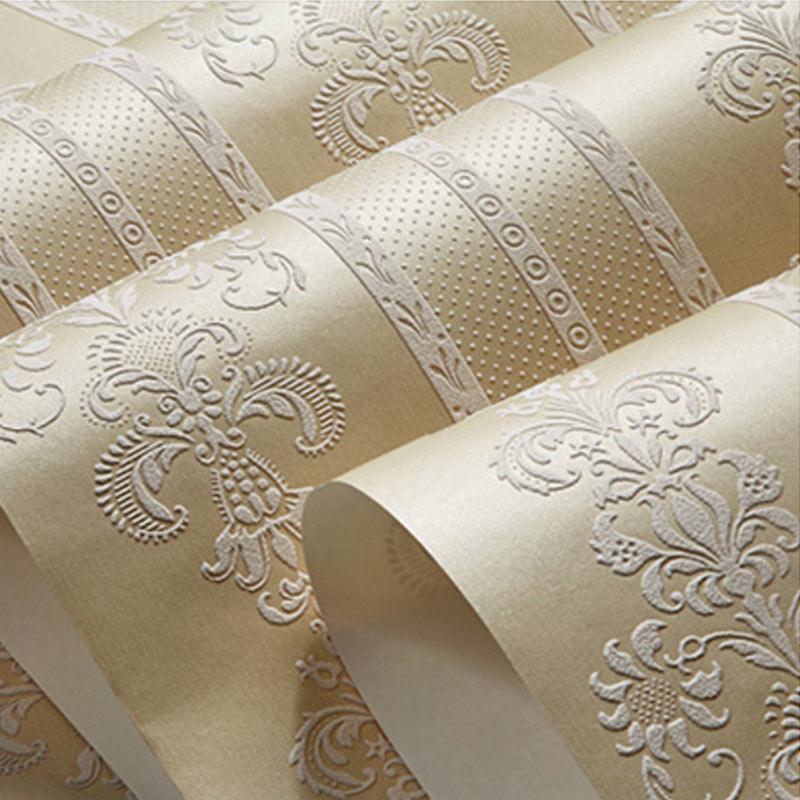 Luxuriöse Damast-Blumen-Tapetenrolle mit vertikalen Streifen Vliestapete Papel De Parede Europäischer Stil Tapeten für Wohnzimmer Schlafzimmer