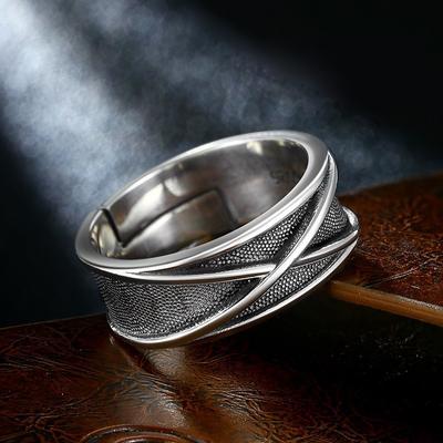 Retro Time Space Goku Schwarzer Ring Punk Gothic Offener Ring für Männer Handarbeit Unisex Designer Schmuck Accessoires Anime Liebhaber Geschenk