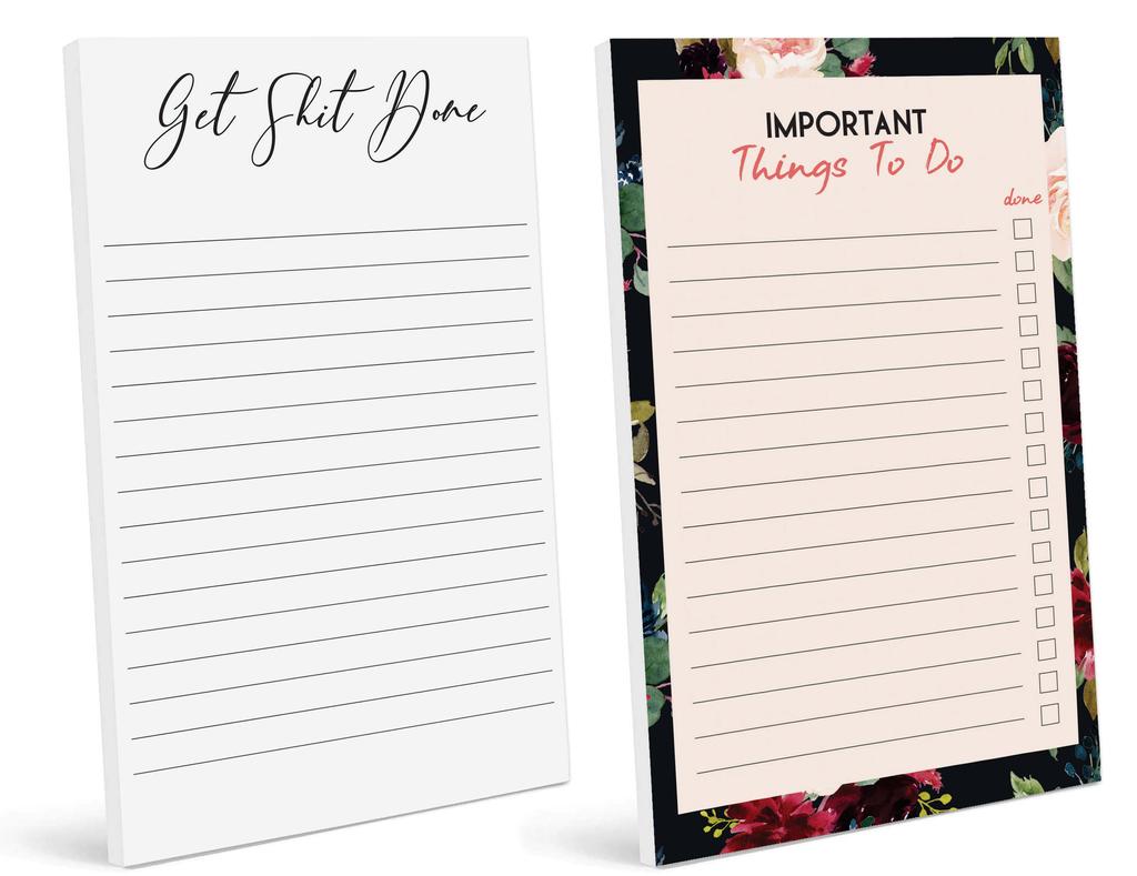 Inkdotpot Pakke med 2 Dagsplanleggerliste Udaterte Notisblokker, Notatblokk Gjøremålsliste Avrivningsblokk - Organizer - Planlegger - Organiser Oppgaver (50 ark