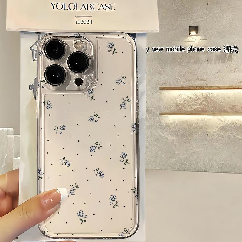 Ins Clear Blue Floral iPhone 11Promax Mobile Phone Case for Apple 11promax Space Case 11 Sets
