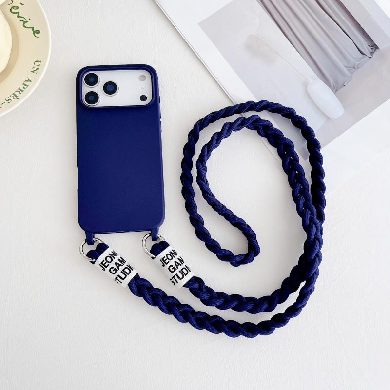 

Solid Braid Lanyard Case For iPhone 17 Pro Max 16 16E 15 Plus 11 12 13 14 Fashion Crossbody Cord Strap Soft Silicon Cover for iPhone11 pro max