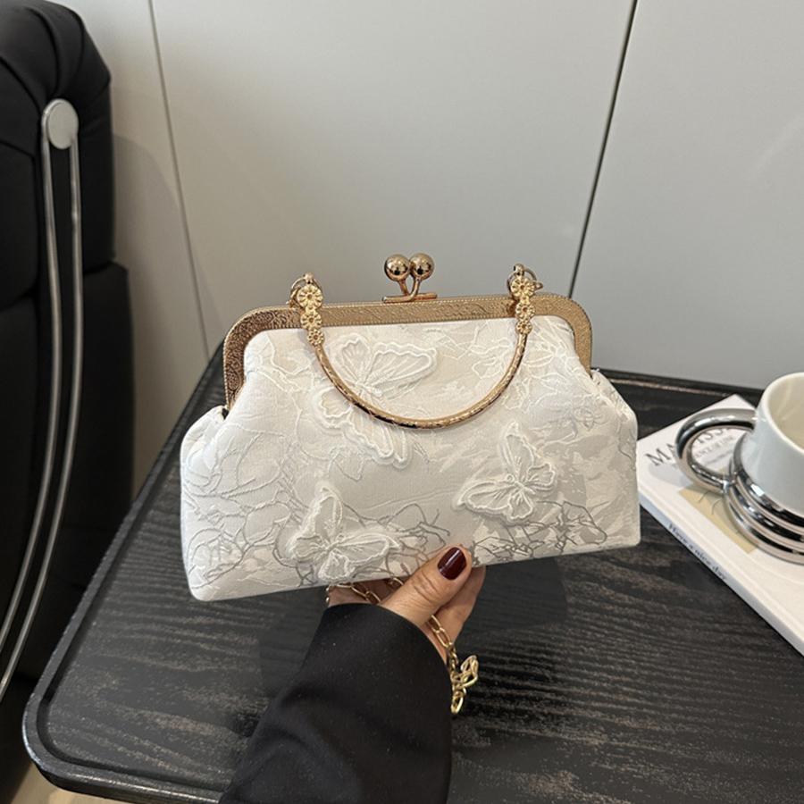 Chinese Style Butterfly Embroidered Shoulder Bag Elegant Handbag Retro Small Square Bag Wedding Party Women Evening Clutch Purse
