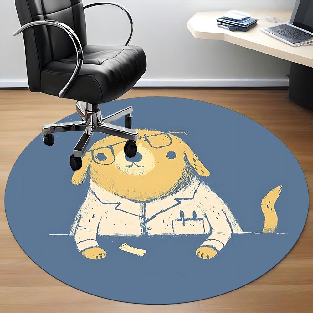 1pc Doggie Labcoat Office Round Area Rug, Under Office Chairs Bedroom Living Room Home Decor, Room Deco