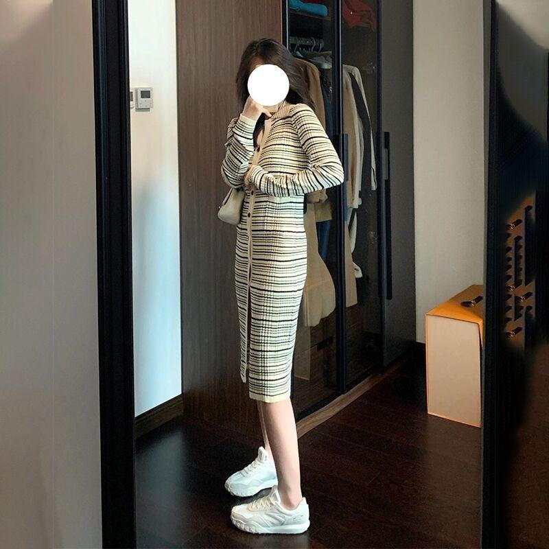 Spring new women's small first love dress retro gentle long-sleeved knitted dress niche design sense