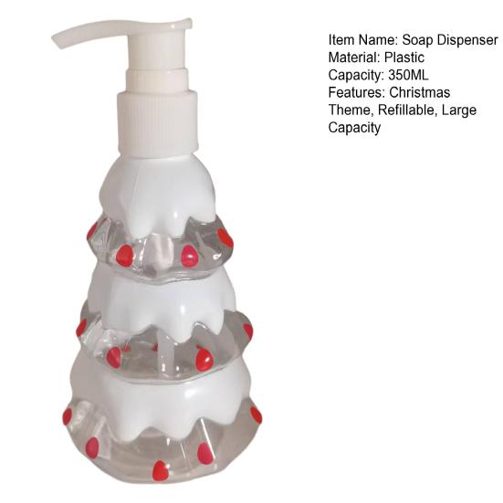 Hand Soap Dispenser 350ML Christmas Dispenser, Santa Claus Tree Penguin Shape Refillable Countertop Bottle, Plastic Empty Pump Bottle for Soap,