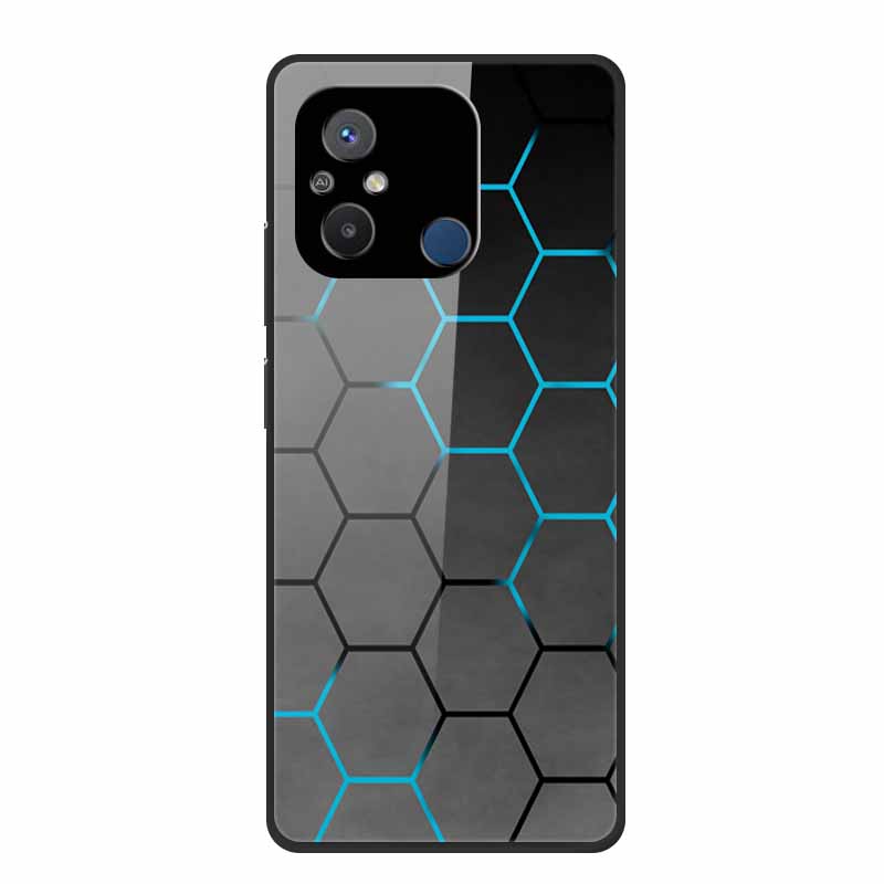 Gehärtetes Glas Case für Redmi 12C Rückabdeckung Hartschalen Case für Xiaomi Redmi 12C 4G Handyhülle Redmi12C Fundas 22120RN86G Cooler Stoßfänger