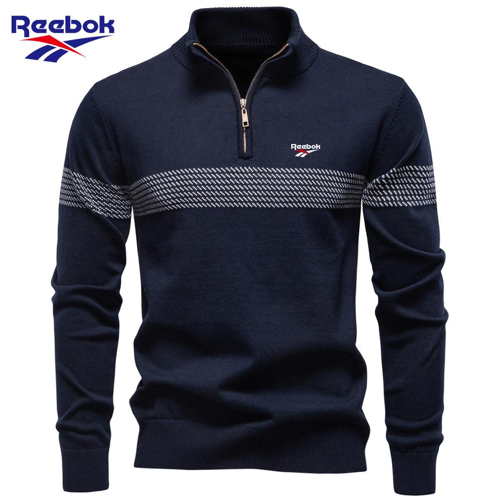 

Reebok 2026 Autumn and Winter Embroidery New Business Stand Collar Men s Pure Cotton Sweater, High-quality Casual Half Zipper Men s Top S