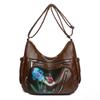 Flower Crossbody Bag Mittleren Alters Muttertasche Damen Weiches Leder Große Kapazität Umhängetasche