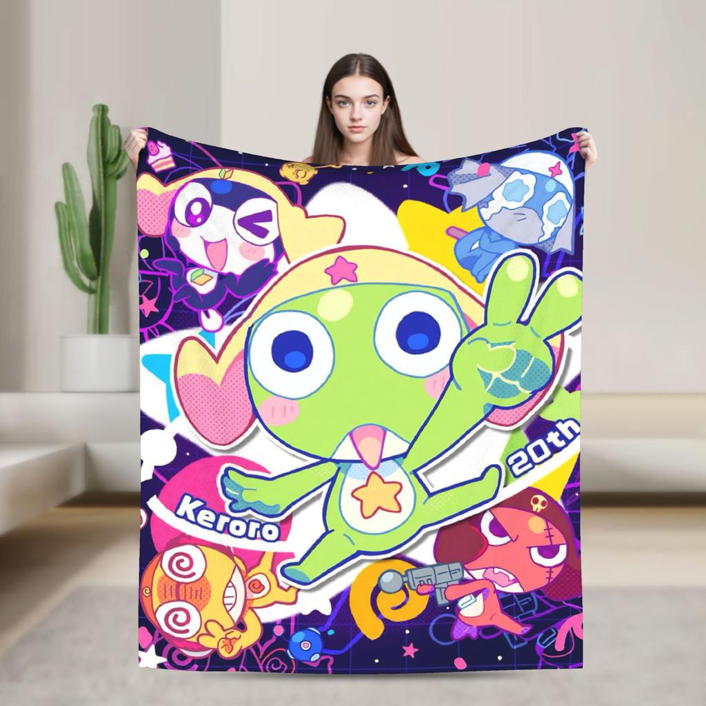Kero Platoon Frog Keroros Fleece Throw Blanket Blankets for Sofa Car Soft Bedroom Quilt,