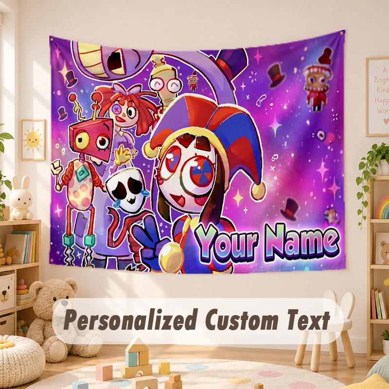 Custom Name Text Tapestry,The Amazing Digital Circus Boho Wall Hanging, Decorative Backdrop Tapestry For Room