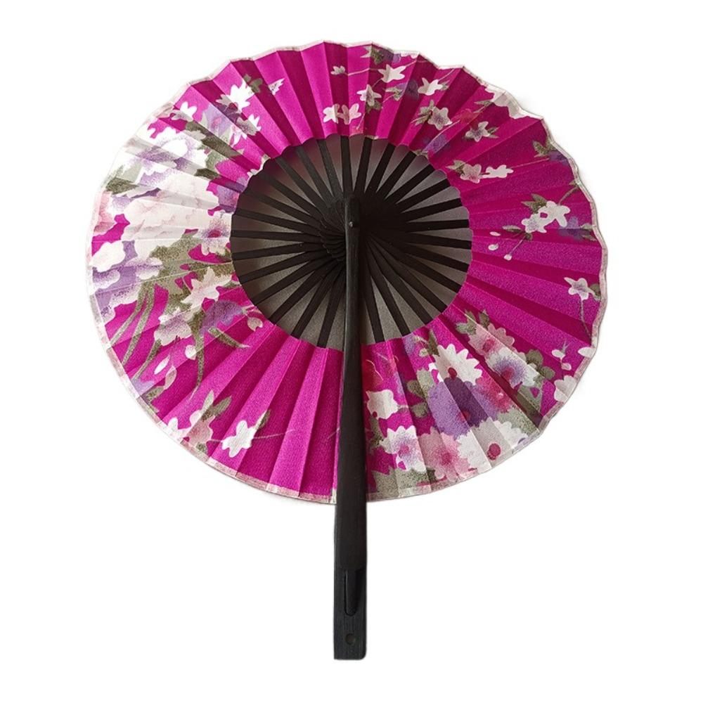 Floral Patterns Round Folding Fan Rotatable Handheld Fan Dance Fan  Dance Performance