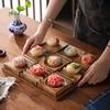 Japanese Wooden Snack Tray 9-Compartment Dessert Platter Specialty Plates for Mooncakes and Pastries Restaurant Tableware Set