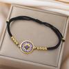 Dawapara Sri Yantra Bracelet Adjustable Braided Rope Sacred Geometry Mandala Chakra Spiritual Jewelry Stainless Steel