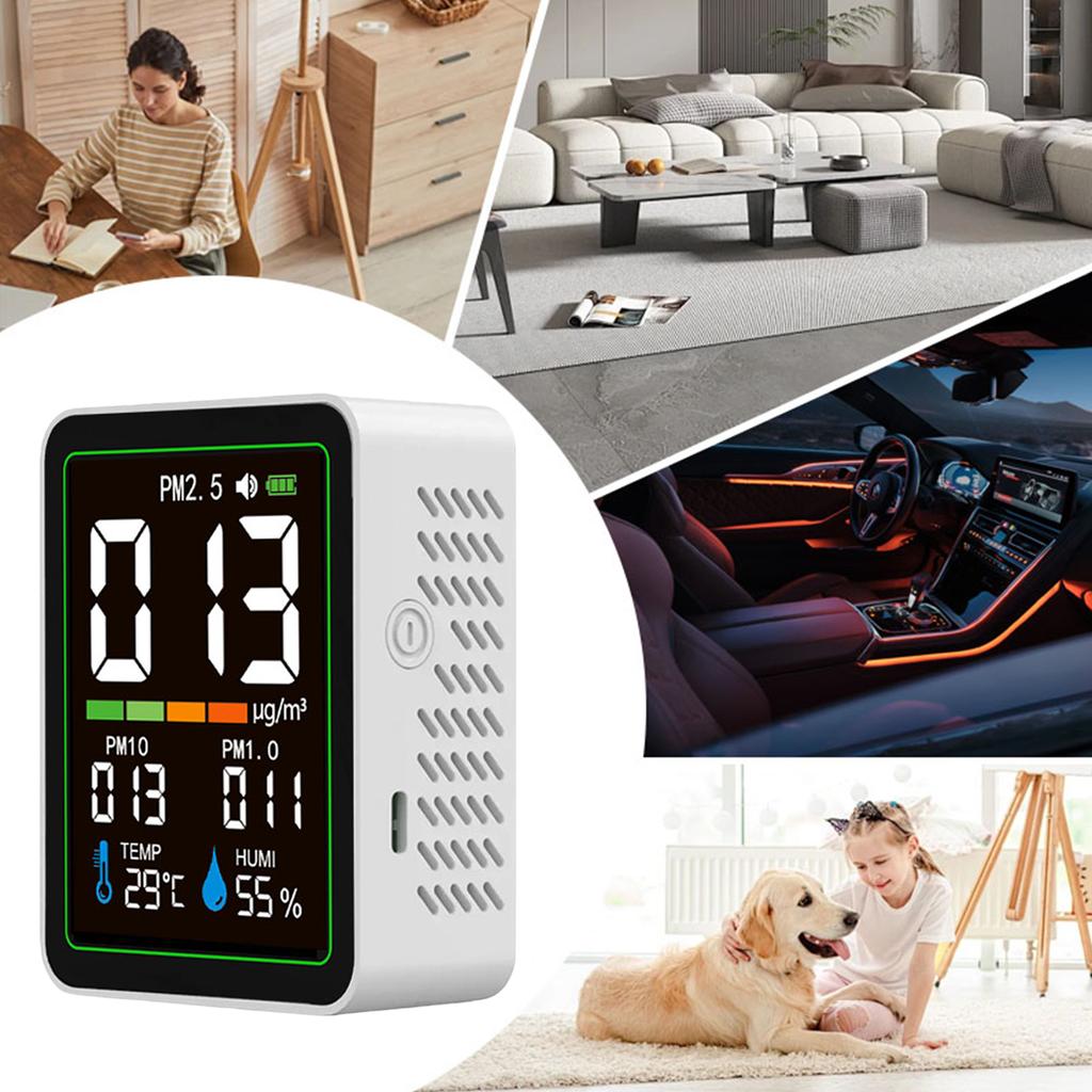 Portable Smart Air Quality Tester LiDAR Sensor Air Quality Meter Temperature Humidity PM10 PM1.0 Detection for Home Office