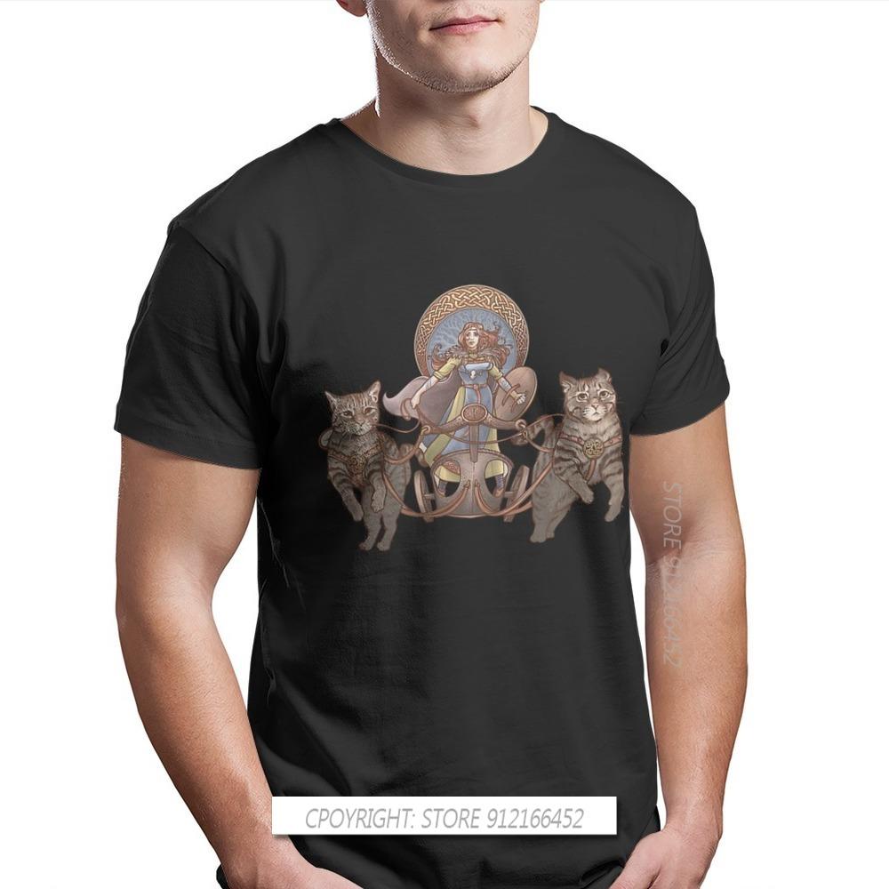 

Freya Driving Her Cat Chariot Print 100% Cotton Ofertas T Shirts Norse Mythology Freyja Freyr Cool Yggdrasil Men Harajuku Top... 5XL