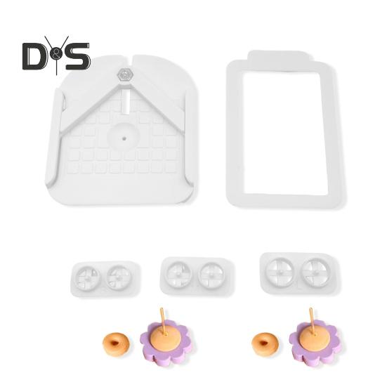 1 Satz Positionierungswerkzeuge zur Herstellung von Ohrringen, V-förmige Positionierung, verschiedene Größen von Rundmessern, Werkzeug zum Einbetten von Ohrsteckersäulen