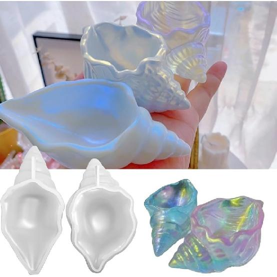 

Набор из 2 силиконовых форм в виде большой морской раковины 6,5 дюймов, форма для контейнеров для свечей в виде раковины, форма для подноса для хранения ручной работы из смолы в виде морского улитки, бетонные формы в виде ракушек Conches