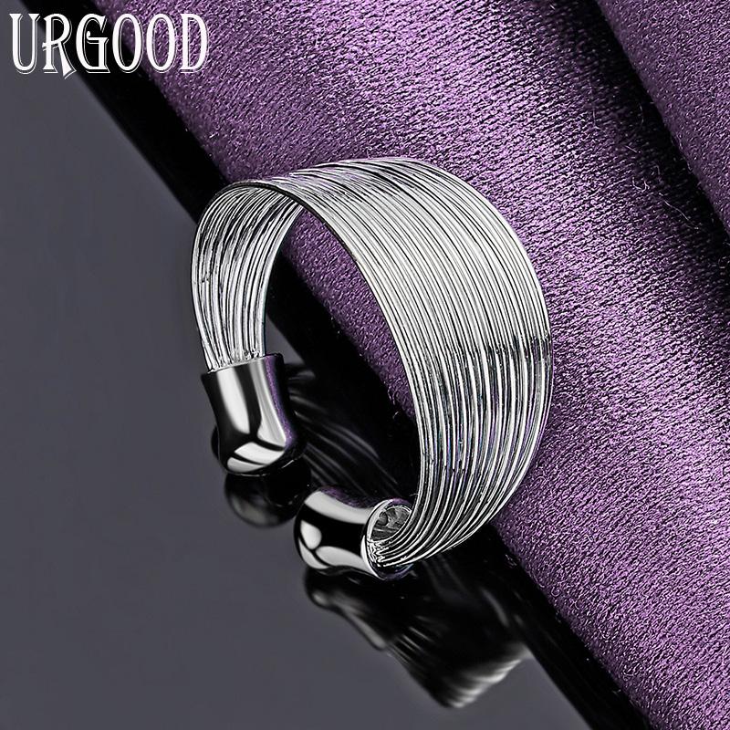 925 Sterling Silver Multi Thread Nastavitelný prsten s přívěskem Dárek na párty šperky