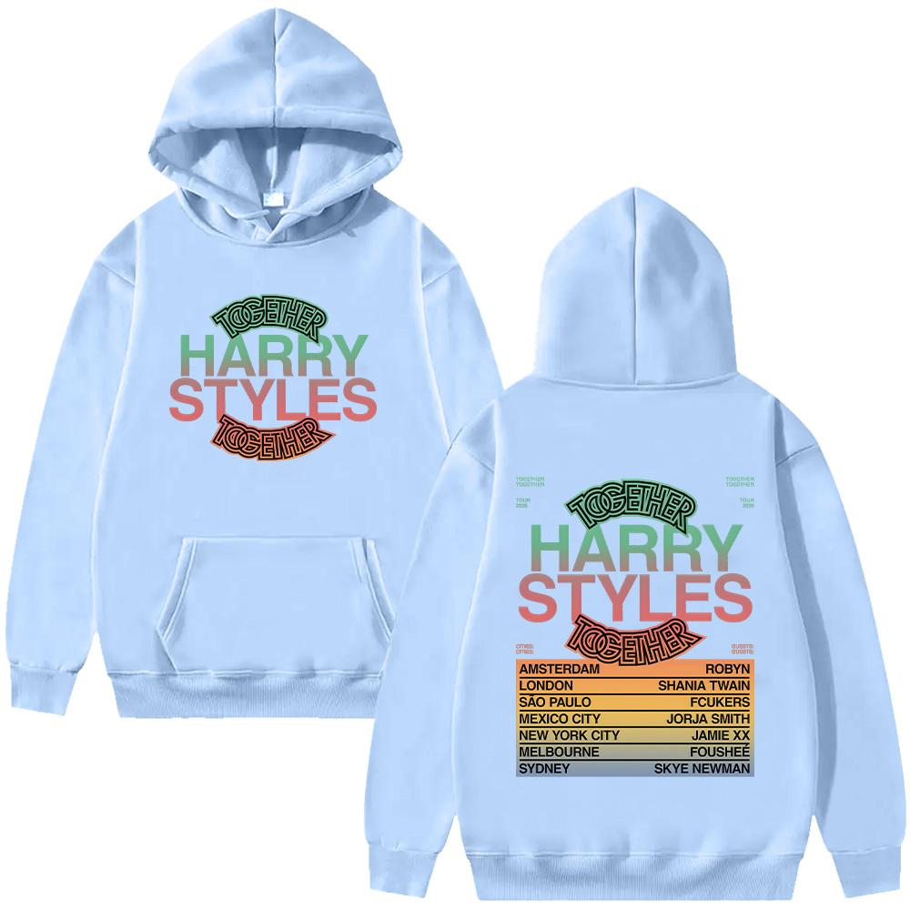 

HarryStyle Together Tour 2026 Hoodies Long Sleeve Hooded Sweatshirts Trendy Women Men Clothing Casual Pullovers High Street XS світло-синій колір