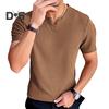 Men T-Shirt V-Neck Short Sleeve Tee Shirt Solid Color Slim Fit Soft Breathable Summer Casual Tops Daily Wear