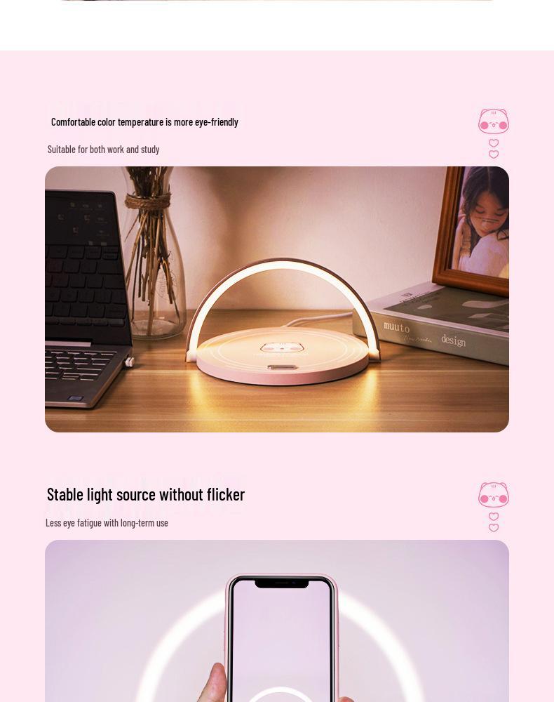 Sumi Wireless Charger: 3-in-1 Touch-Control Desk Lamp & Phone Holder