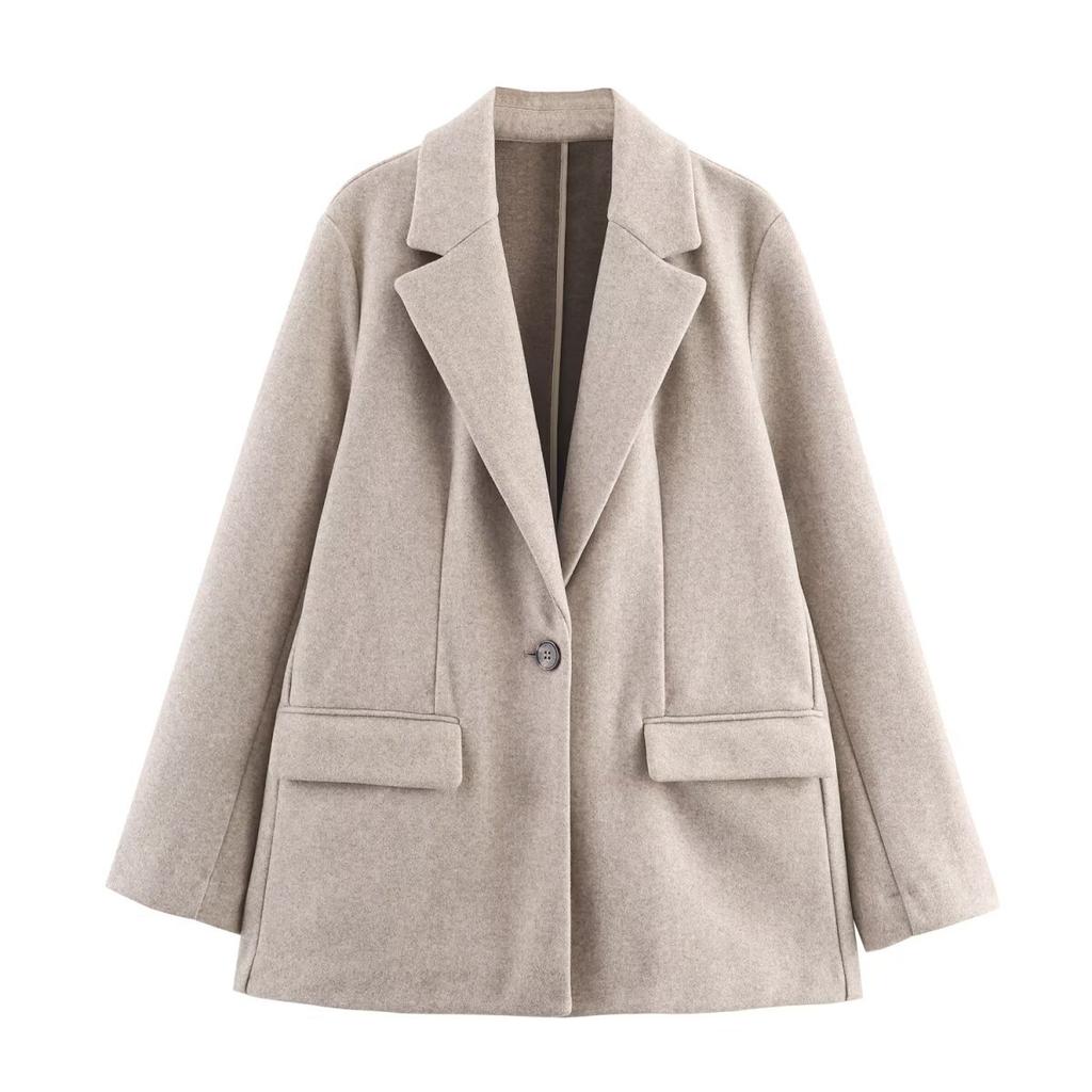 European and American French, women's clothing, urban commuter single-button soft blazer 3046263