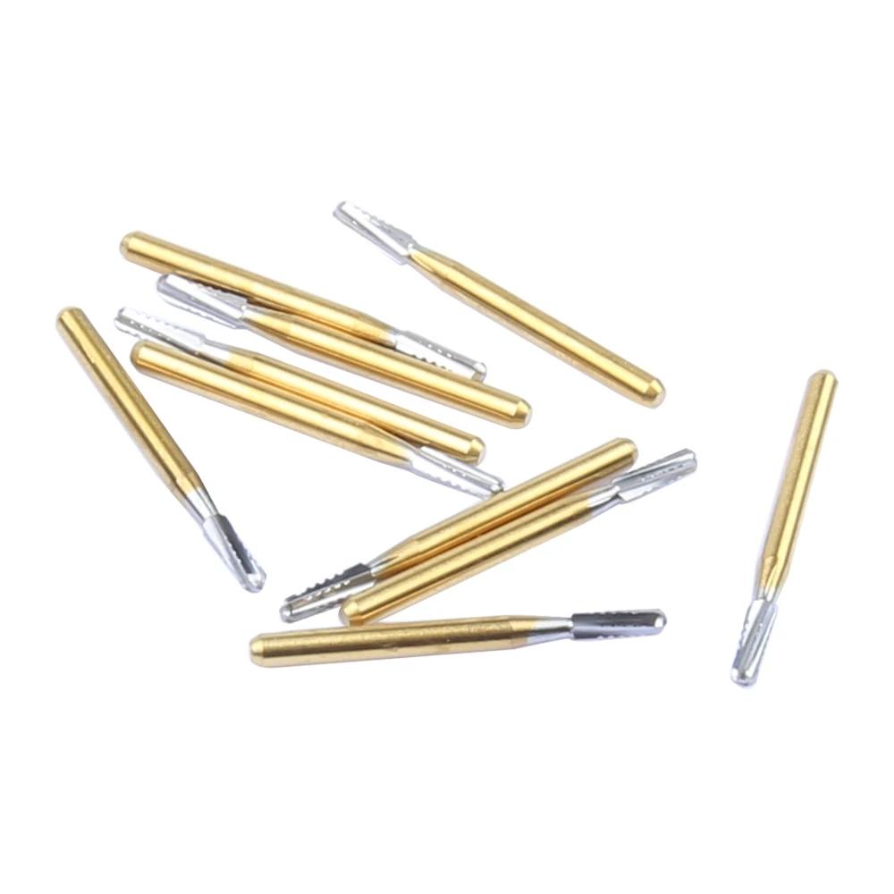 Dental Broken Crown Needle FG1558 Dental Burs Endodontic Gold Plated Handle Dental Carbide Cutters Finishing Polishing Drill