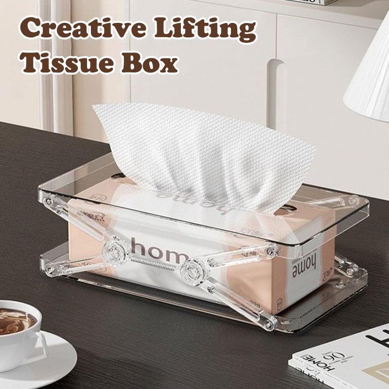 Light Luxury Liftable Paper Storage Box Creative Spring Paper Box Living Room Bedroom Restaurant Household Tissue Box