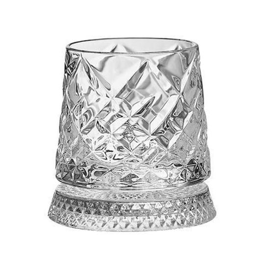 Szklanka do whisky 280 ml, obracana o 360 stopni, z delikatnym wytłaczanym wzorem, stabilna odłączana podstawa, kubek do picia, naczynia