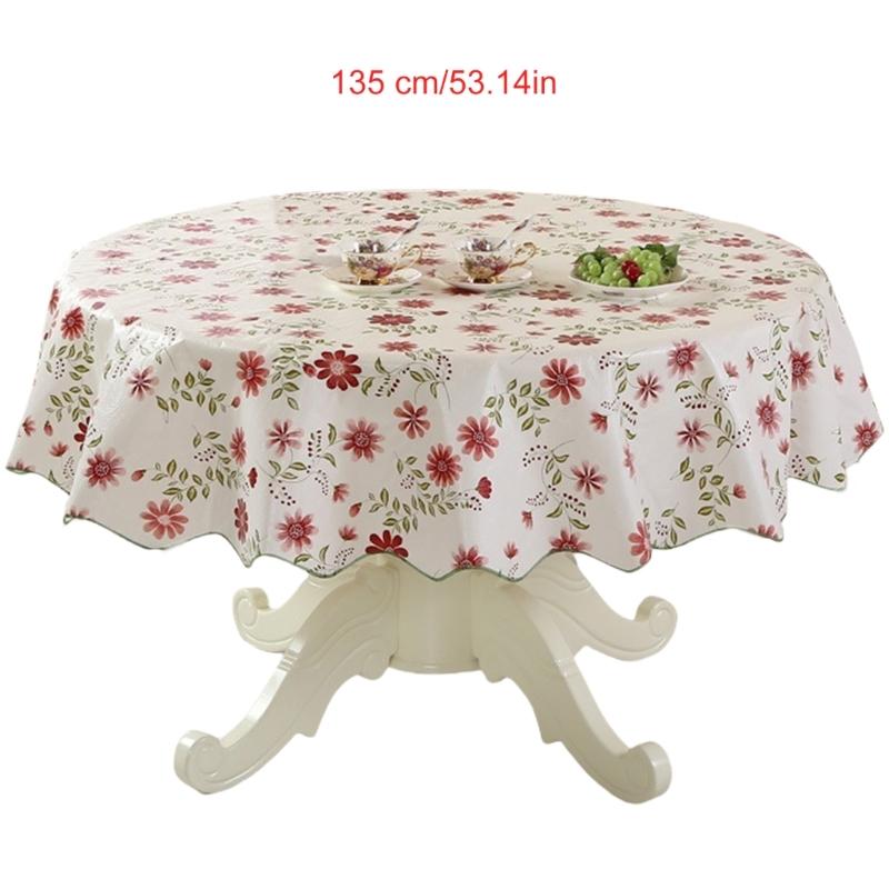 Florals Pattern Tablecloth Oilproof Waterproofs Easy Cleaning Round Table Cover for Home Restaurant Decors Table Cloth