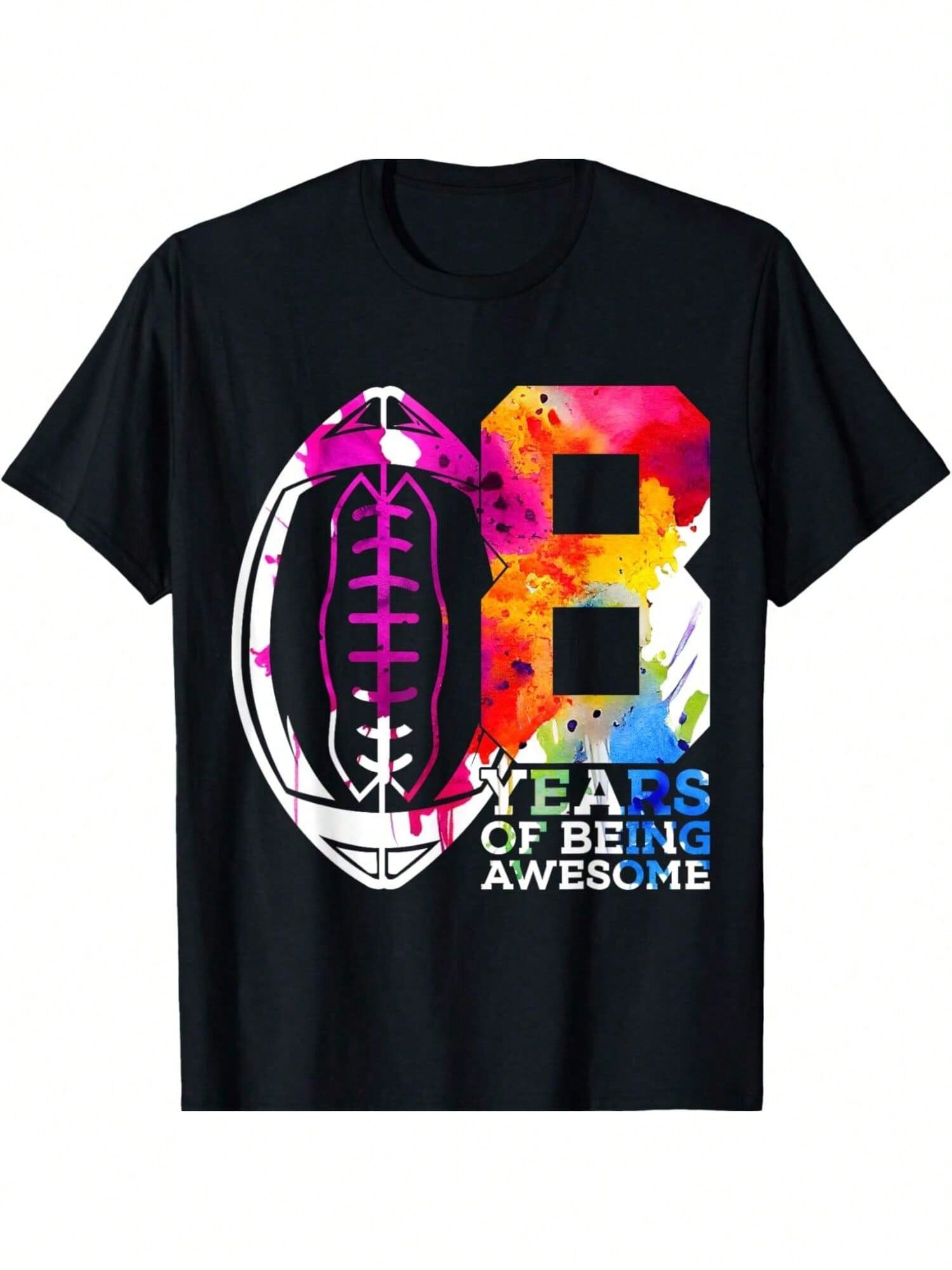 8 YEARS OF BEING AWESOME FOOTBALL 8TH BIRTHDAY T-Shirt S разноцветный