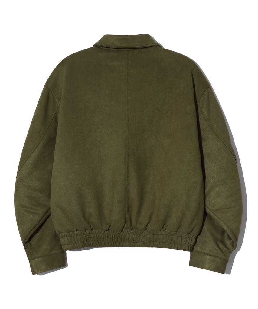 Trillion Suede Rivet Blouson Zip-Up Jacket (Khaki)