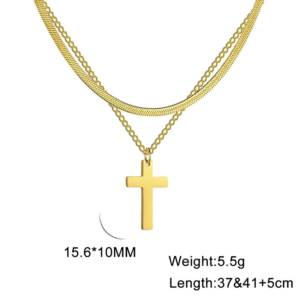 Cazador Jesus Religious Jewelry Double Cross Choker Necklaces Stainless Steel Gold Color Chain Necklaces for Women Girls 2026
