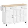 Kitchen Island with Folding Top, 129 x 72 x 90.5 cm, White