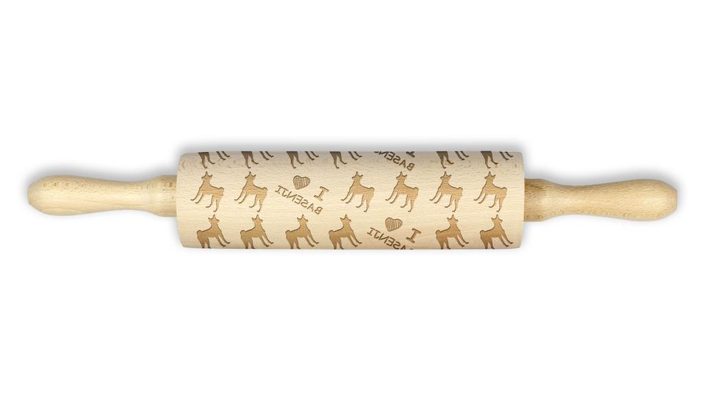 Basenji, African bush dog, Congo dog – Rolling pin for dough with a dog, patterned rolling pin for ceramics | Art-Dog