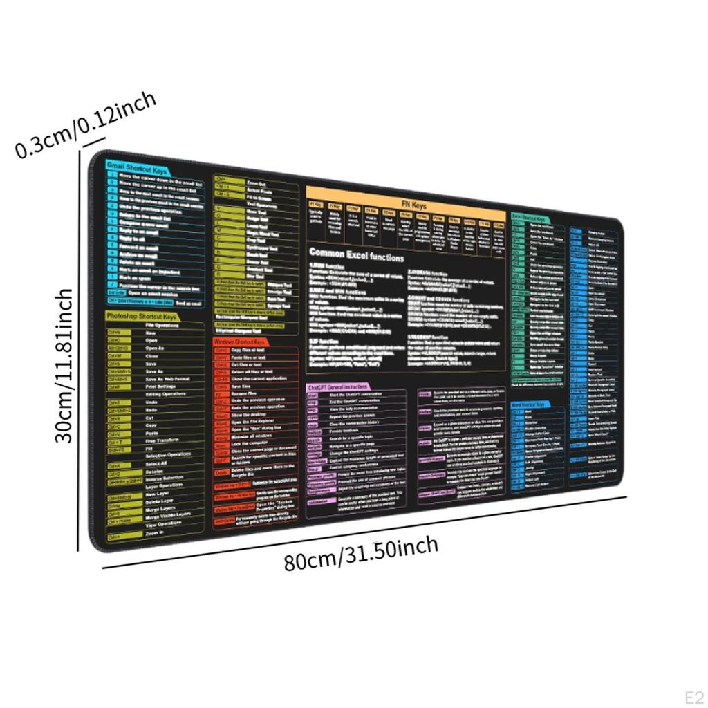 Computer Pad with Excel Shortcuts Keyboard Mat Comfortable Office Desk Accessories