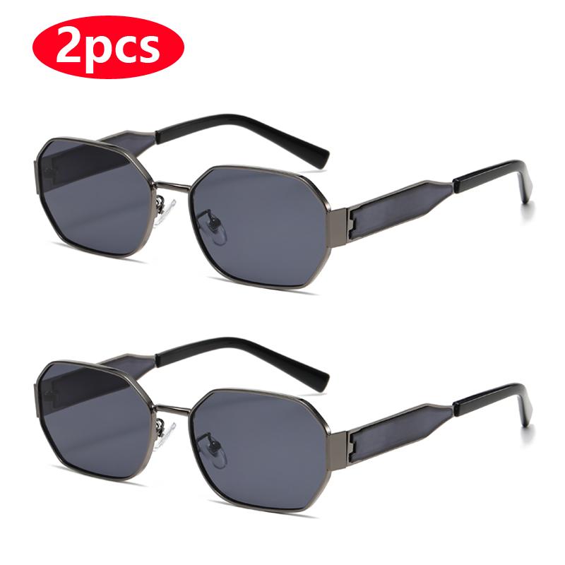 Protective Glasses 2pcs Vintage Women Polygon Sunglasses Female Metal Frame Design Casual Sun Glasses Female Male Eyewear UV400