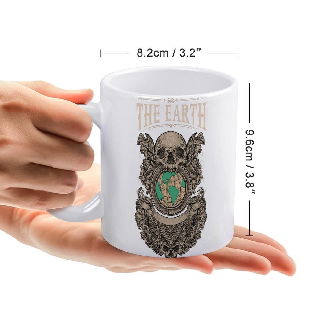 11oz Weiße Keramik-Kaffeetasse mit bedruckten Seiten, komfortablem Griff und glänzender Oberfläche, ideal für tägliche Heißgetränke