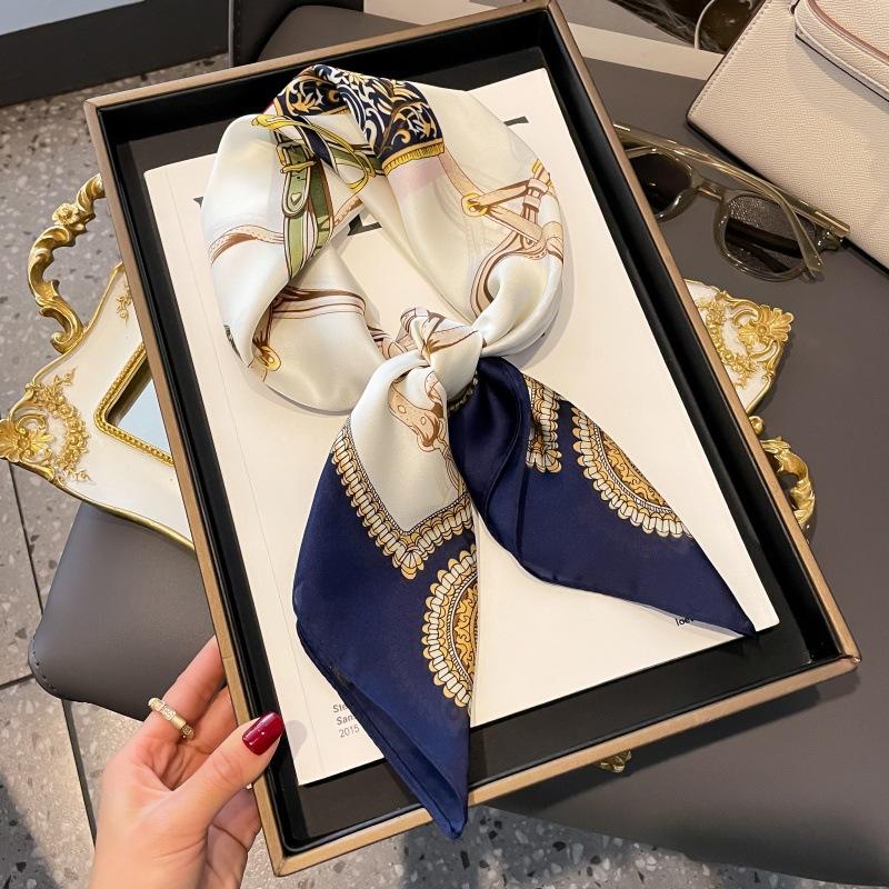 High-end large square scarf silk scarf women's new versatile neck summer thin bag head mother scarf with shawl