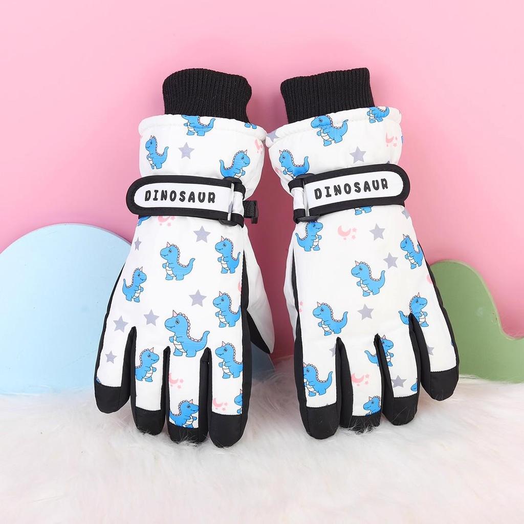 Children's Winter Ski Gloves: Thick, Cold-Proof, Waterproof, Windproof, Non-Slip, Warm Cotton for Ages 3-17.