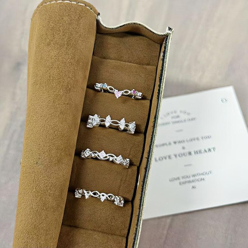 Super Flash Temperament Square Zir*****Pen Ring Light Luxury Niche High-End Ring Simple Fashion Jewelry Women