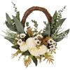 Floral Artificial Wreath for Wall and Door Decoration Featuring Fabric and Plastic Construction for Weddings and Events