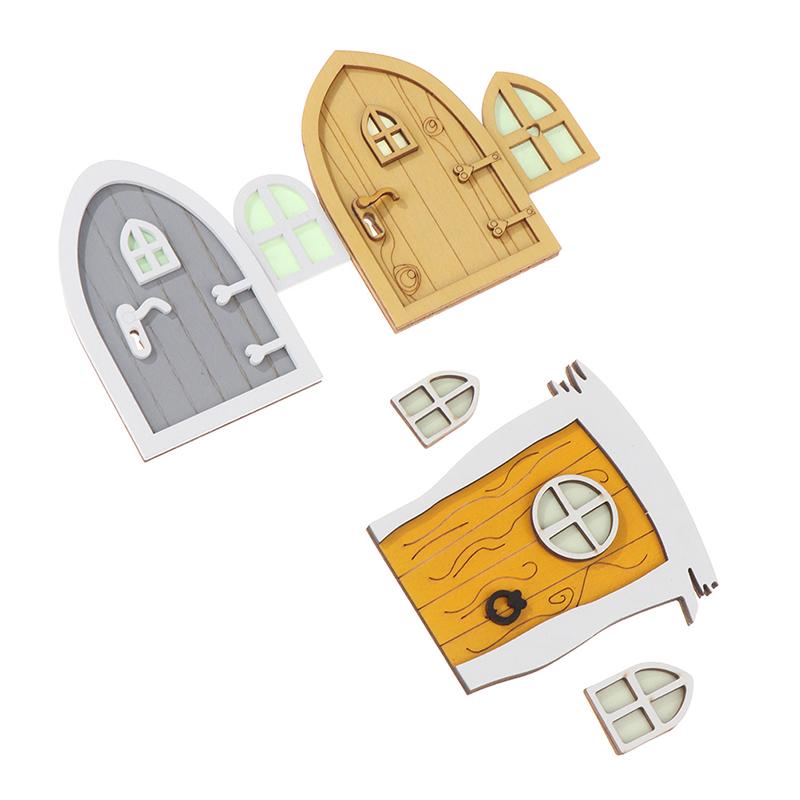 1Set Dollhouse Miniature Fluorescent Fairy Elf Door Window Model House Decor Toy