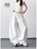 2026 Women's Spring High-Waisted Grey Wide-Leg Suit Pants - Loose, Slimming, Long, Drapey Casual Fit