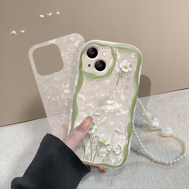 White Bouquet Flower Chain Suitable for IPhone14/13 Mobile Phone Case Apple 15promax Transparent 7/8plus Silicone