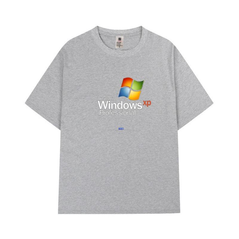 

2025 Windows Принтованная футболка Повседневная мода Свободный комфорт Дышащий хлопок Хипстерский летний стиль Мужская футболка XXXL