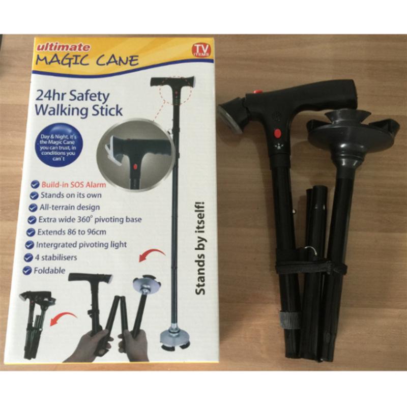 Cross-Border Trusty Cane: Five-Section Lighted Walking Stick with Voice Broadcast