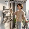 Suction Cup Balcony Clothes Hanger Storage Device No Drilling Home Multi-functional Folding Clothes Hanger Wall Storage Shelf