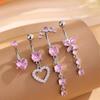 Sommerfugl hjerteformede navle ringsett rustfritt stål CZ mageringer Piercing Ombligo 14G rosa sirkon navlepiercinger