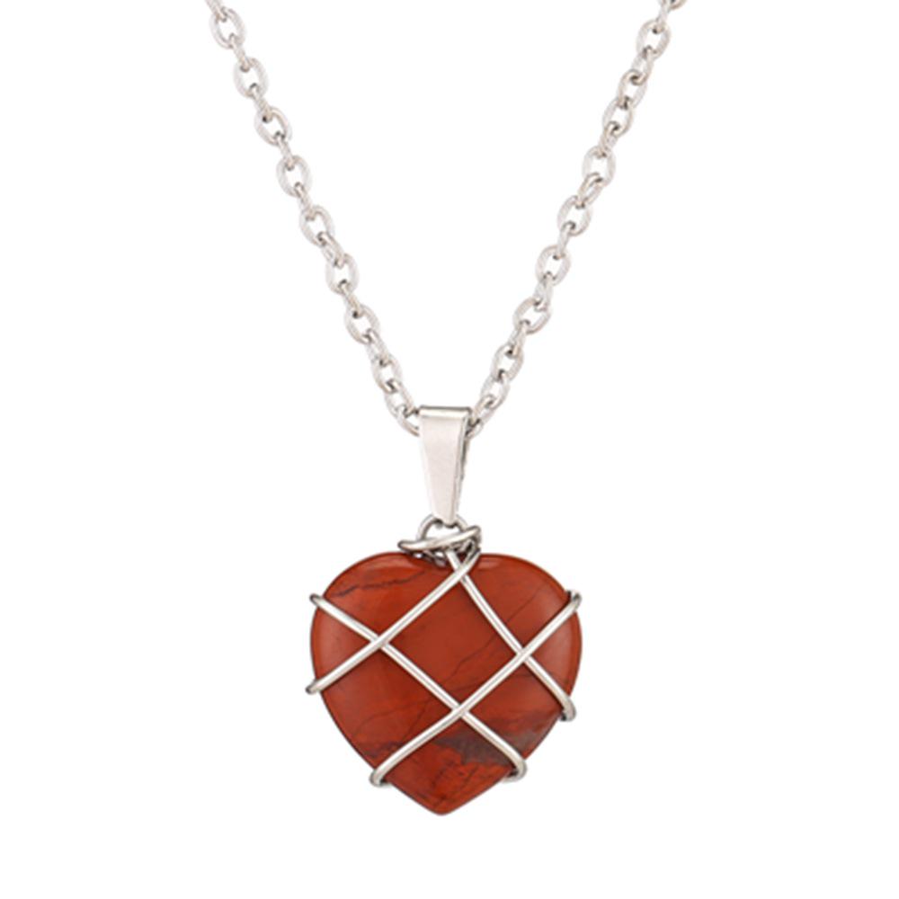 Crystal Heart Necklace with Natural Colored Gemstone Pendant - DIY Wire-Wrapped Heart Shape